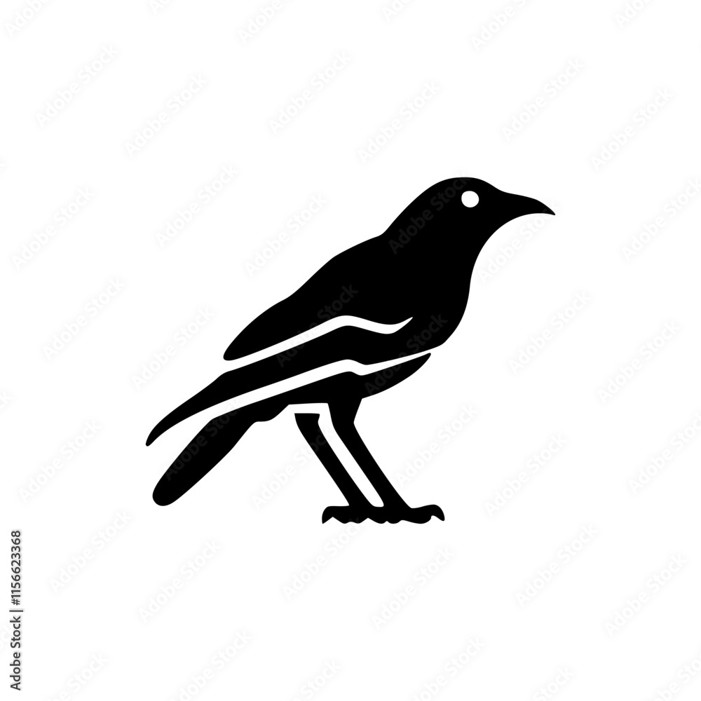 Fototapeta premium a drawing of a black crow silhouette