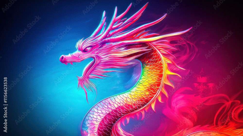 Vibrant dragon with fiery red gradients and maroon tones Vibrant dragon with fiery red gradients and maroon tones