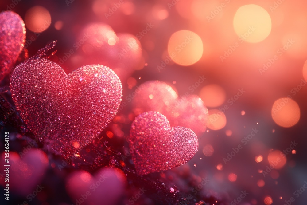 Sparkling hearts create a romantic atmosphere perfect for Valentine's Day celebrations Sparkling hearts create a romantic atmosphere perfect for Valentine's Day celebrations