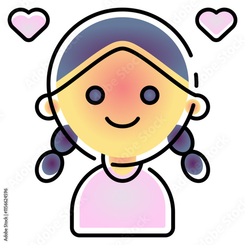 girlfriend icon outlines gradient colour style. Suitable for website design, logo, app, UI and etc. Based on the size of the icon in general, so it can be reduced.