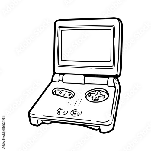 a line art drawing of a console game illustration