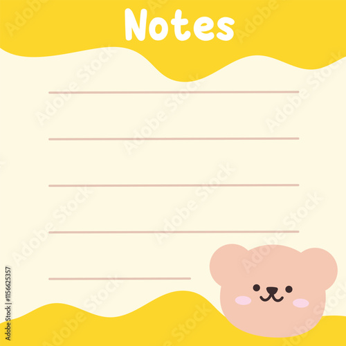 Cute bear memo template illustration. Suitable for for to do list, check list, memo, sticky note, planner, write, diary, book,stationary, notepad for task planning and study