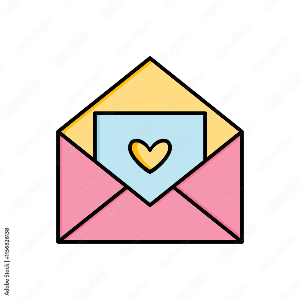 Cute envelope vector icon, envelope symbol opened flat design. Cute envelope vector icon, envelope symbol opened flat design.
