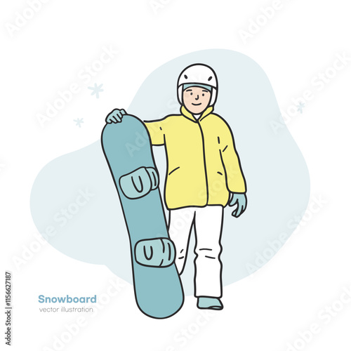 an illustration of a child holding a snowboard