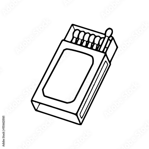 a line art drawing of a classic matchbox illustration