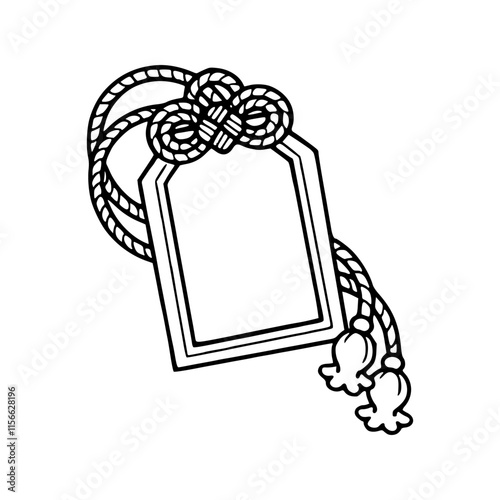 a line art drawing of a chinese amulet illustration