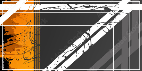 Retro Futuristic Orange and Black Stripes with grunge background	