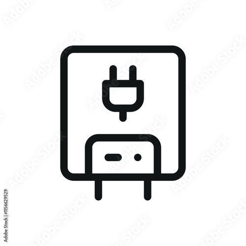 Electric water heater isolated icon, water boiler with plug vector symbol with editable stroke