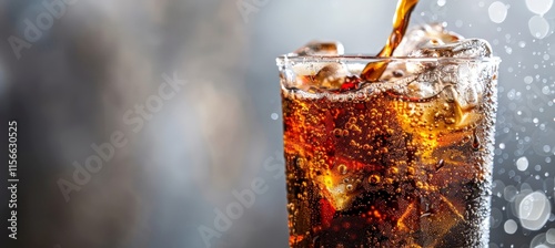 Refreshing Cola with Ice Cubes