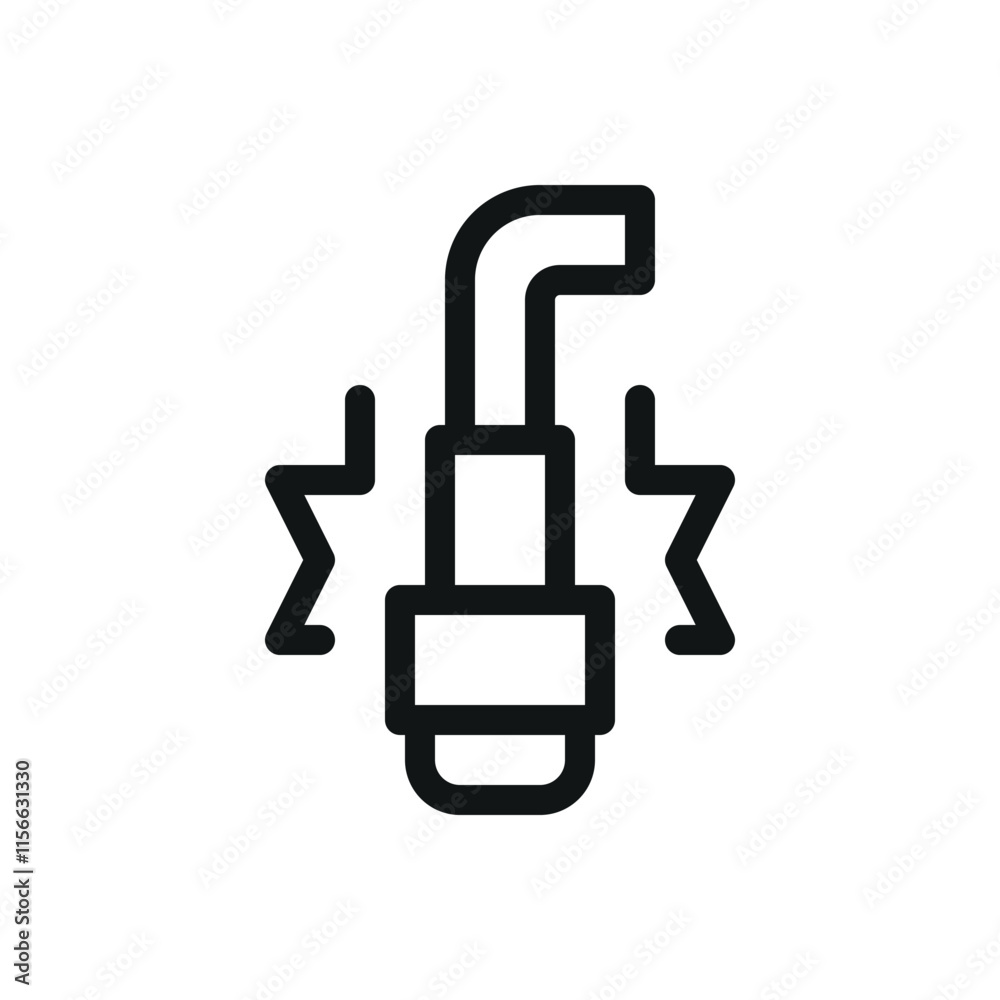 Ignition electrode isolated icon, ignition electrodes for gas boiler vector symbol with editable stroke Ignition electrode isolated icon, ignition electrodes for gas boiler vector symbol with editable stroke