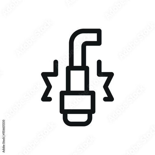 Ignition electrode isolated icon, ignition electrodes for gas boiler vector symbol with editable stroke