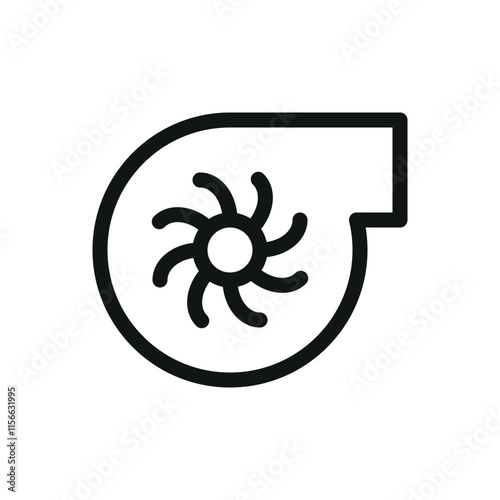 Boiler fan unit isolated icon, centrifugal blower fan vector symbol with editable stroke
