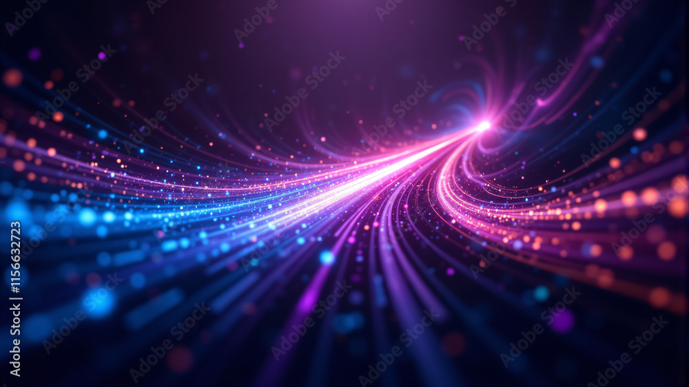 A mesmerizing display of vibrant light trails in blue and pink hues. A mesmerizing display of vibrant light trails in blue and pink hues.