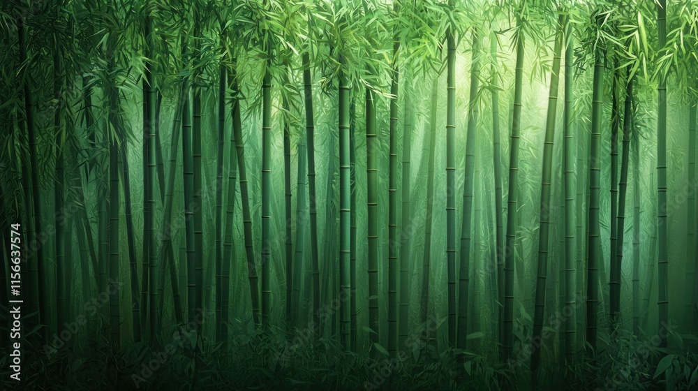 Fototapeta premium Bamboo forest serenity nature landscape tranquil environment eye-level view peace and calmness