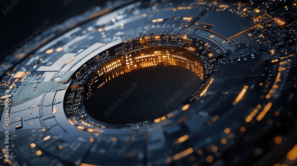 Obraz premium Abstract Half Circle Technology Circuit Board Illustration Concept