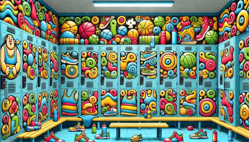 Fototapeta premium Sports Locker Room Doodle