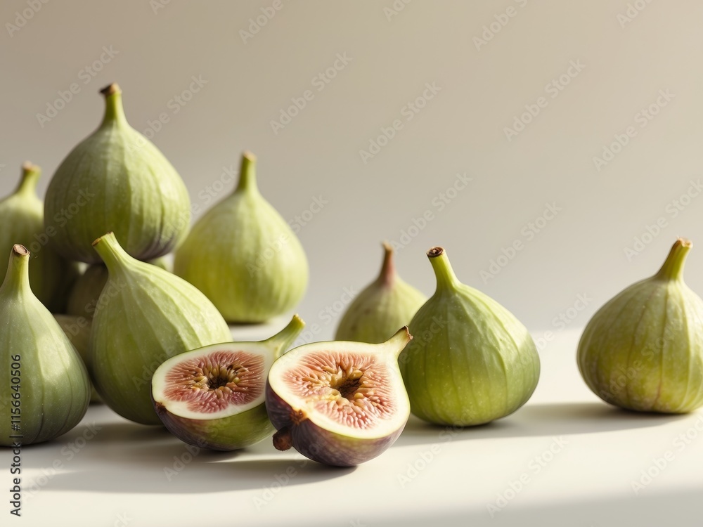 A Collection of Fresh Green Figs Arranged Neatly A Collection of Fresh Green Figs Arranged Neatly