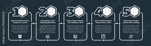 Vector Infographic hexagon design with icons, photo space and 5 options or steps. Infographics for business concept. line style with white color. Can be used for presentations banner, workflow, proces