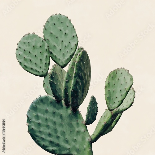 Prickly Pear Cactus: Desert Botanical Art Print photo