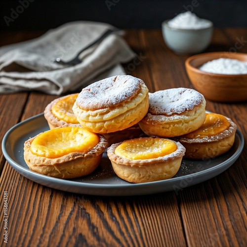 Golden Queijadas de Sintra with Powdered Sugar photo