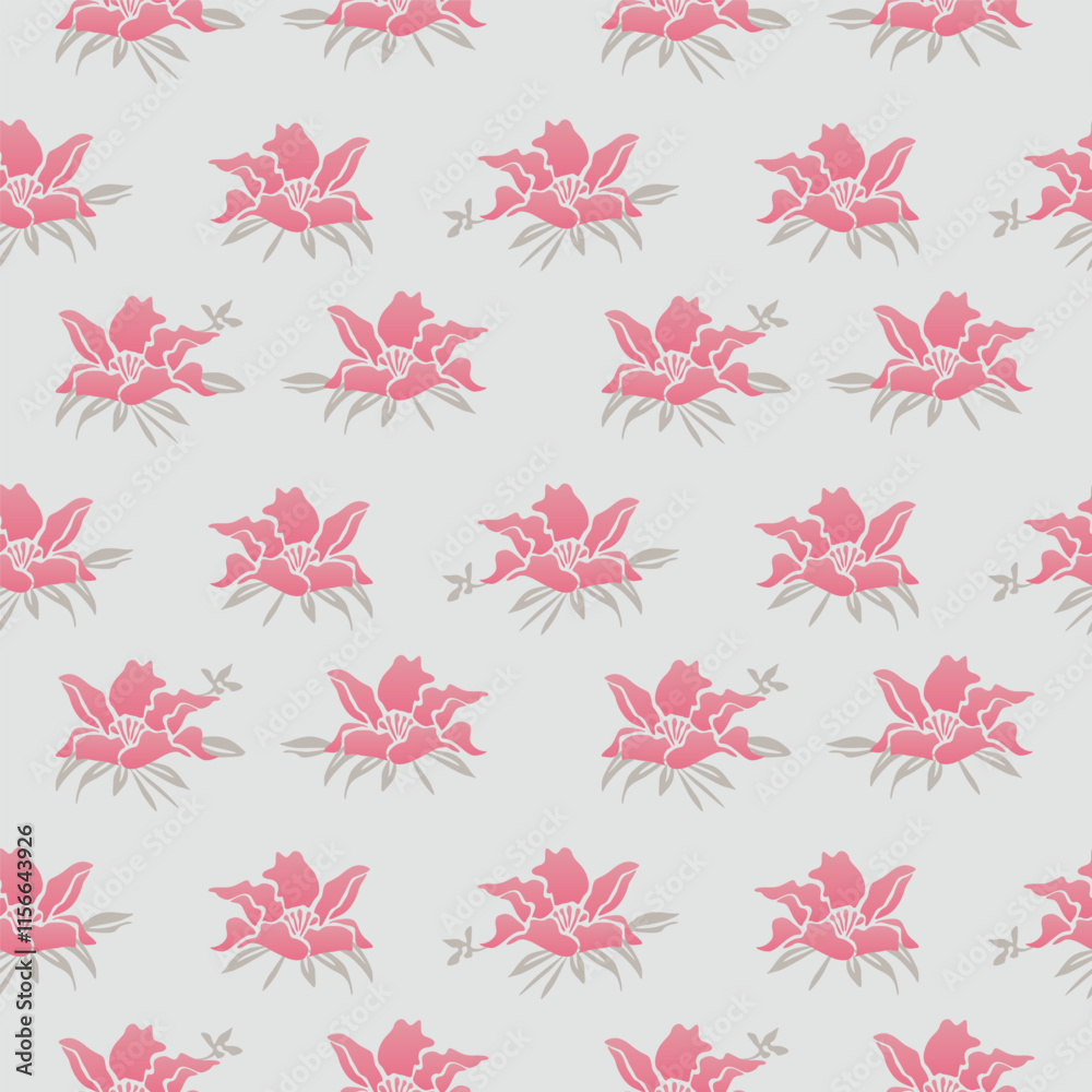 Japanese Wild Bloom Vector Seamless Pattern