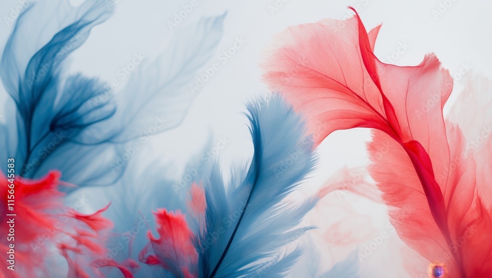 Fototapeta premium Abstract watercolor artwork featuring vibrant red and blue hues with soft blending in the background