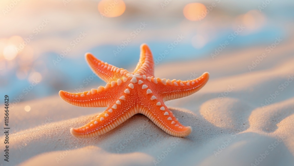 A bright orange starfish on a sandy beach A bright orange starfish on a sandy beach