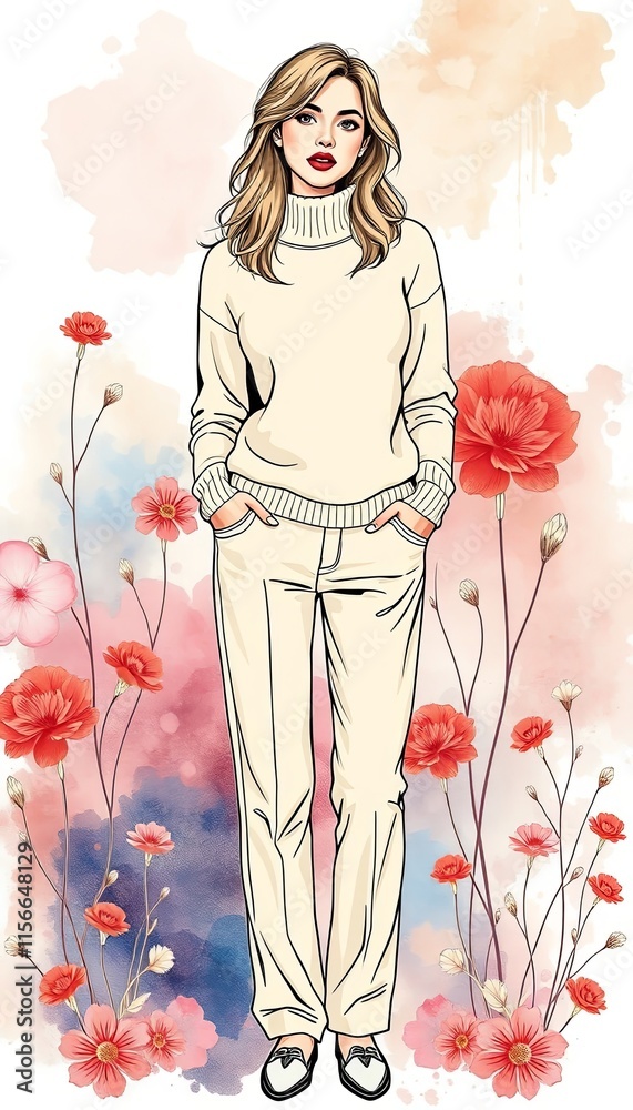 Fototapeta premium Elegant in Ivory Knitwear