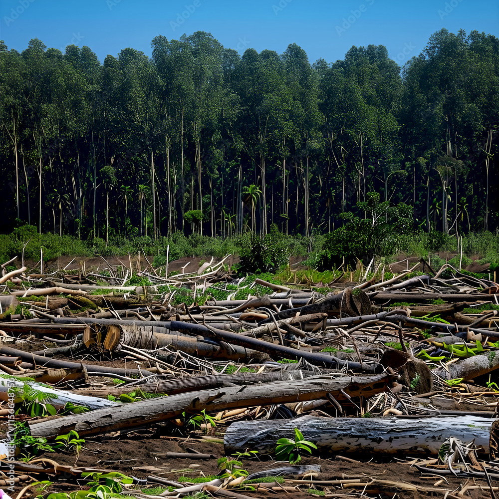Deforestation inside a tropical rainforest Deforestation inside a tropical rainforest