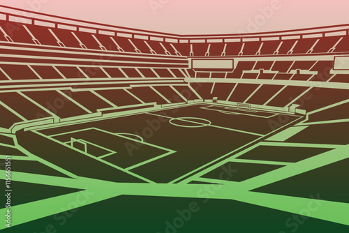 Soccer Football Stadium Outline Shape Colorful Gradient Silhouette Vector for Background