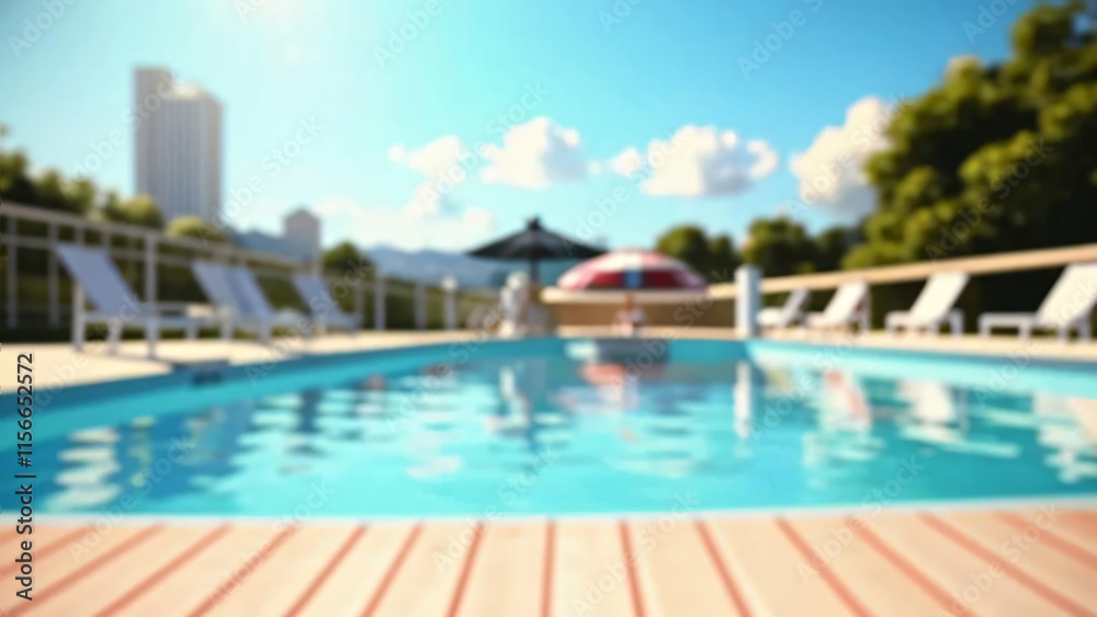 Fototapeta premium Blurred Poolside View