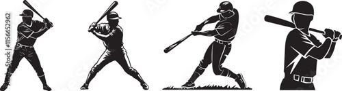 Baseball Players in Action Illustrations