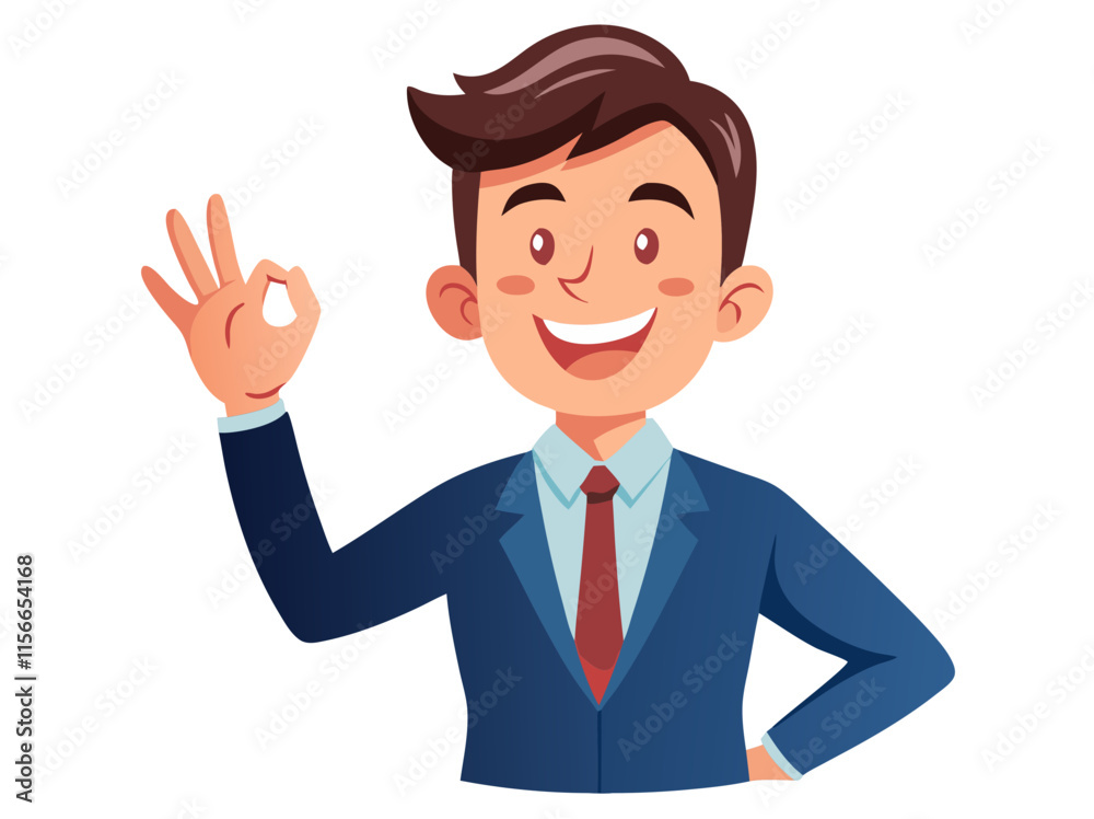 Joyful businessman ok gesture vector image, Isolated on white background.
Joyful businessman ok gesture vector image, Isolated on white background.