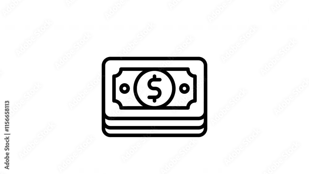 Animated Cash Money icon in line style, suitable for banking, financial, money management, investment and budgeting illustration concepts. Animated Cash Money icon in line style, suitable for banking, financial, money management, investment and budgeting illustration concepts.