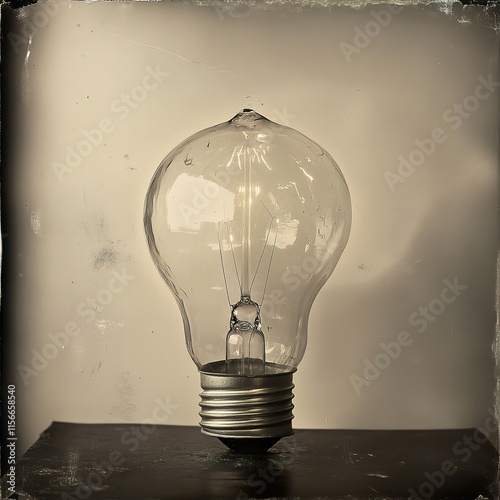 Vintage Lightbulb: A Sepia-toned Still Life photo