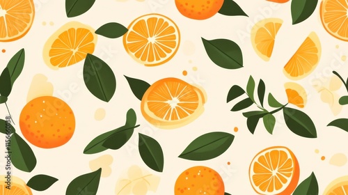 Juicy Orange Slices Seamless Pattern - Cheerful Citrus Background