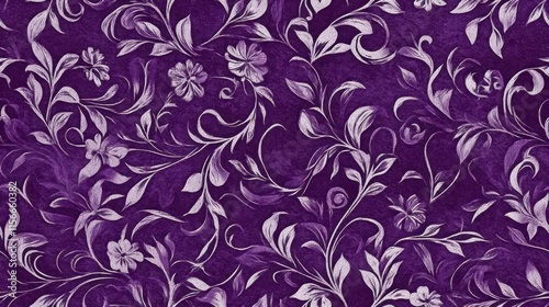 Purple Floral Damask Seamless Pattern Textile Design