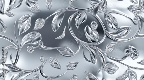 Silver Floral Glass Texture, Elegant Background Design