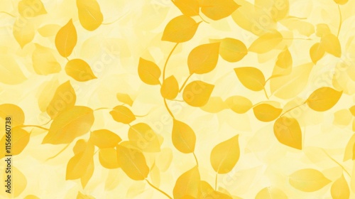 Golden Autumn Leaves Pattern, Subtle Yellow Background