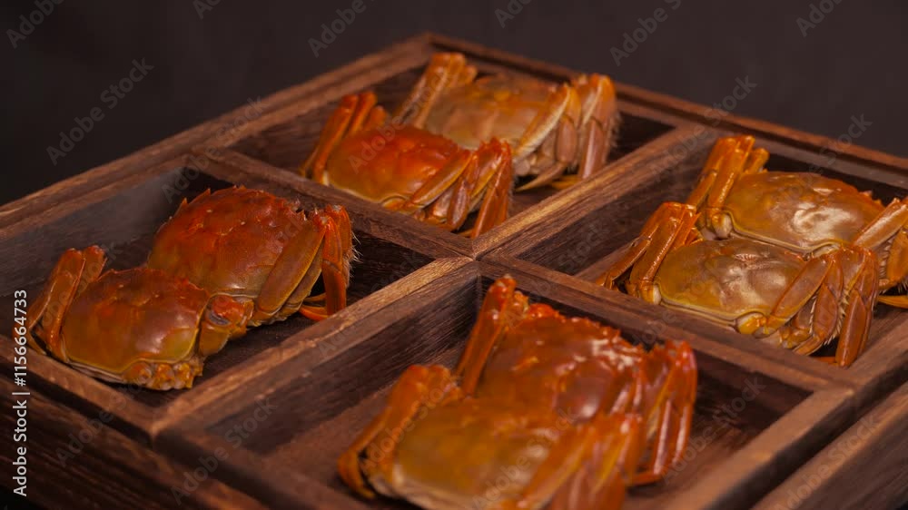 Steamed hairy crab preparation showcasing vibrant natural colors and rich ocean flavors Steamed hairy crab preparation showcasing vibrant natural colors and rich ocean flavors