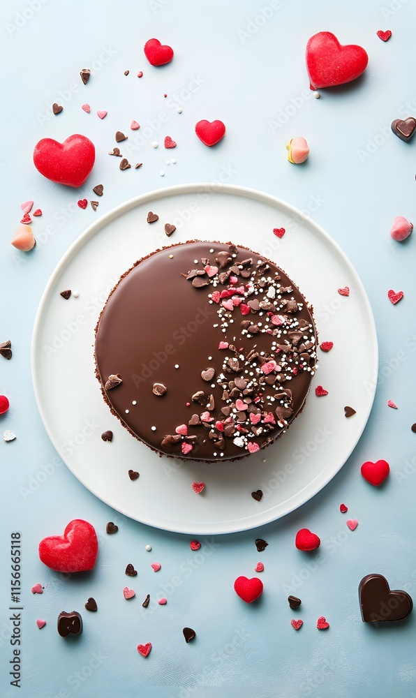 Valentines Chocolate cake Luxurious Minimal simple clean, generation AI