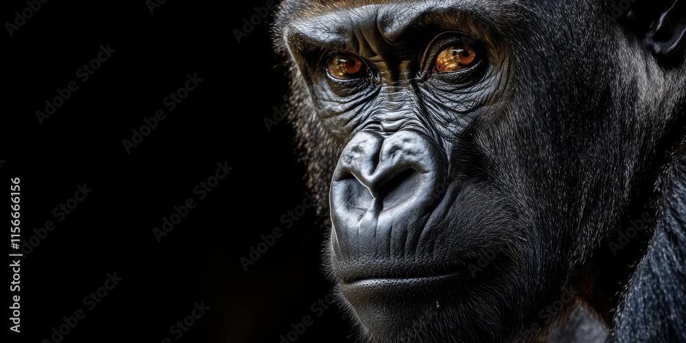 Critically endangered Western lowland gorilla, known as Gorilla gorilla gorilla, showcases its unique characteristics in captivity, highlighting the need for conservation efforts for the Western