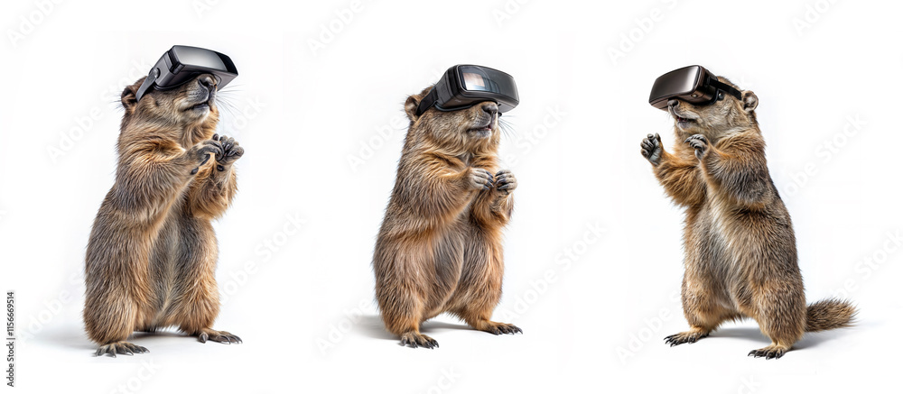 Obraz premium marmot and virtual glasses on a white background