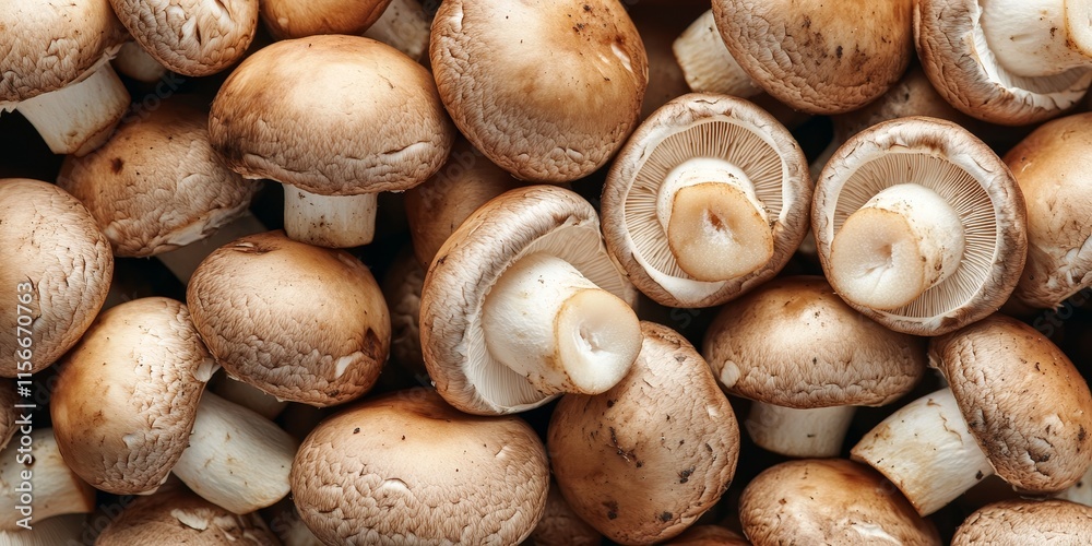 Fresh raw brown royal champignon mushrooms piled up, ideal for cooking. These raw brown royal champignon mushrooms provide a rich flavor, perfect for various culinary dishes. Fresh raw brown royal champignon mushrooms piled up, ideal for cooking. These raw brown royal champignon mushrooms provide a rich flavor, perfect for various culinary dishes.
