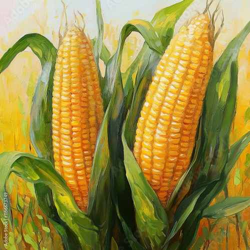Golden Corn: A Vibrant Harvest Painting