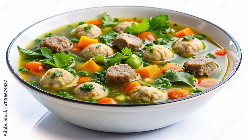Delicious Wedding Soup with Meatballs - AI Food Photography Delicious Wedding Soup with Meatballs - AI Food Photography