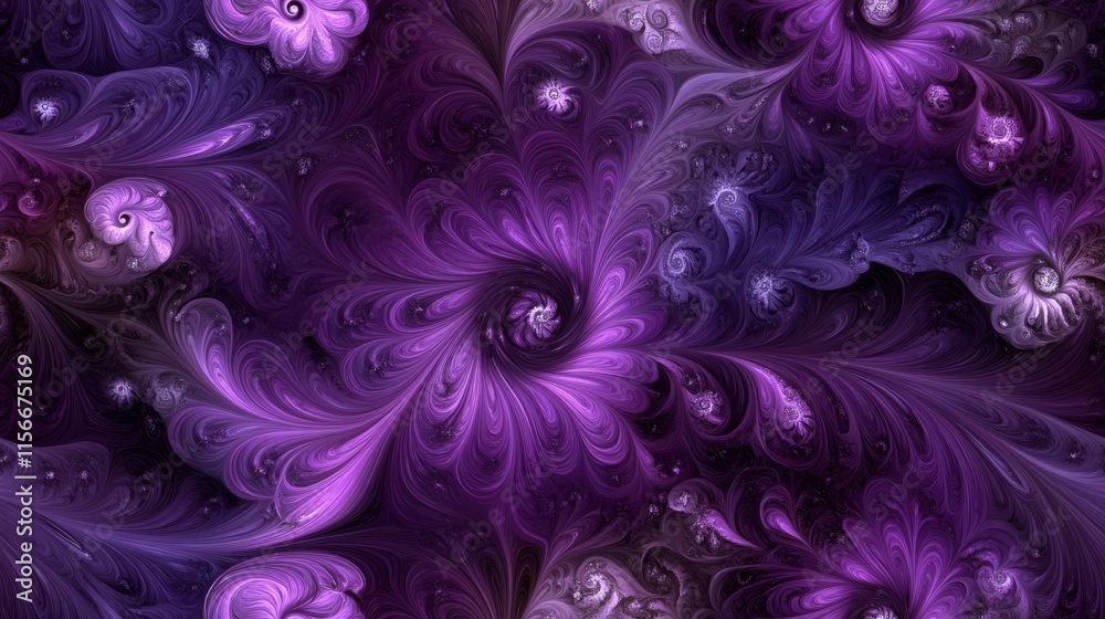 Swirling Purple Fractal Art Background, Abstract Design Swirling Purple Fractal Art Background, Abstract Design