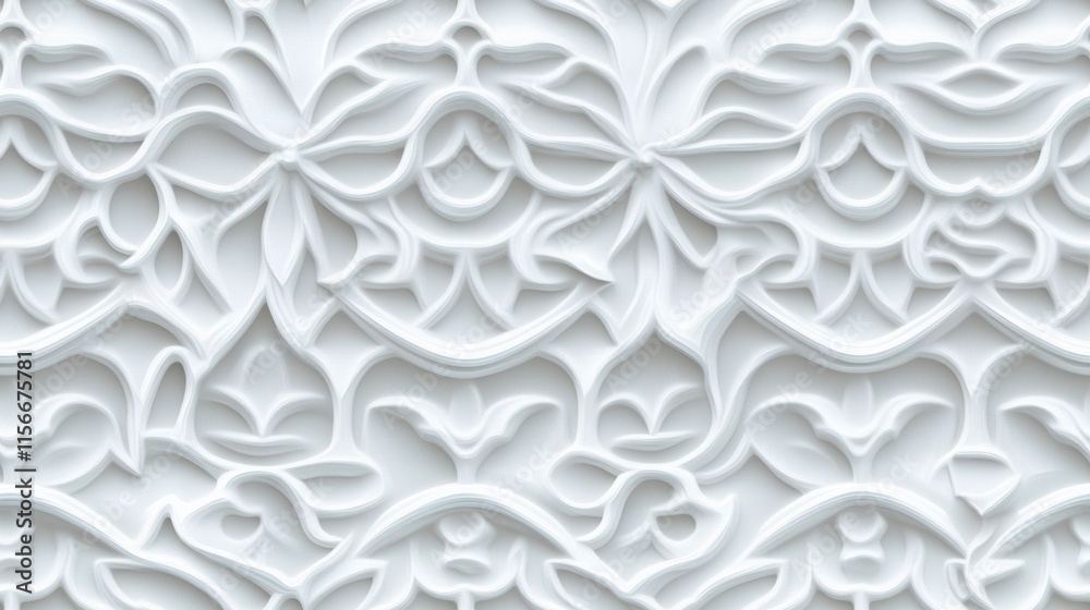 White Intricate 3D Floral Pattern Background Texture Design White Intricate 3D Floral Pattern Background Texture Design