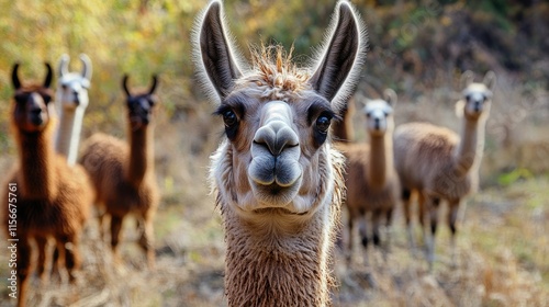 Llamas in the wild during a trekking adventure showcasing their unique features and natural habitat in the backdrop of a scenic landscape