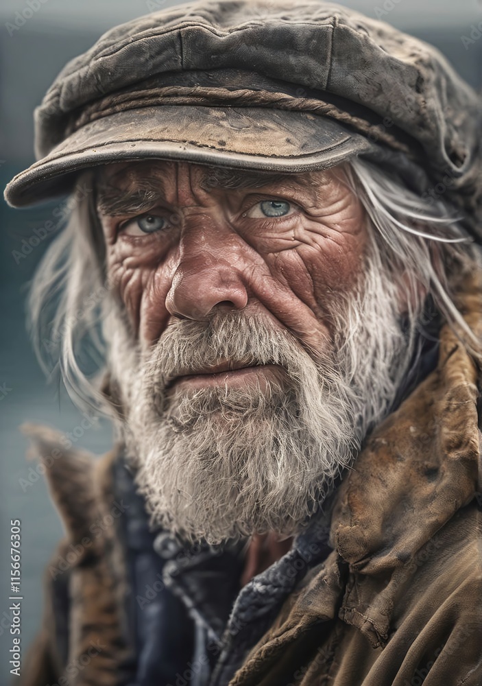 Portrait of an old man looking into the distance.Generative AI Portrait of an old man looking into the distance.Generative AI